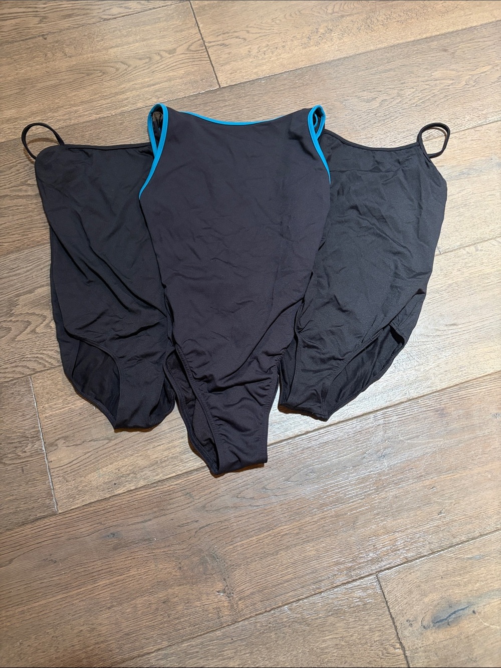 Bloch Leotards Two All Black Classics And One Black Leo With Blue Trim